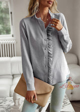 Button Long-sleeved Blouse Shirt