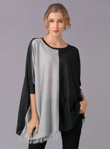 Round Beck Bat Sleeve Tassel Top