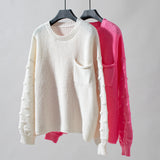 Solid Color Pocket Pullover Sweater Top