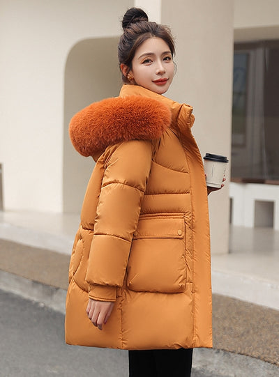 Long Thick Detachable Hat Cotton-padded Coat