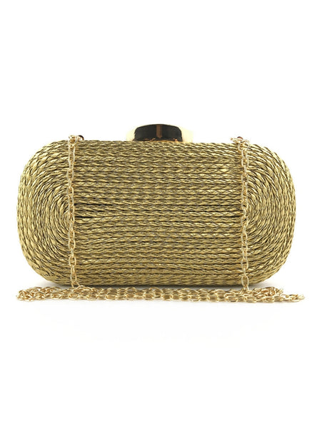 Hand-woven PU Chain Clutch Bag