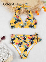 Sexy High Waist Lace-up Printed Bikini