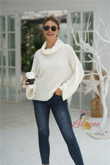 Solid Color Long Sleeve Loose High Neck Sweater