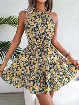 Leisure Flounced Floral Holiday Dress