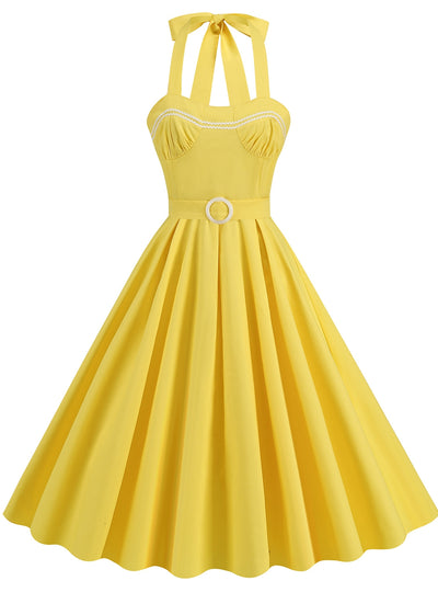 Women Hepburn Retro Halter Dress