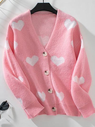 Love Heart Single-breasted Loose Sweater