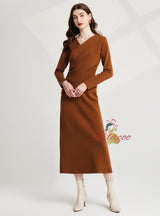 Thickened Semi-high Neck Sweater Dress