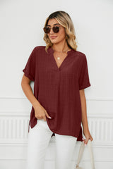 V-neck Casual Solid Color Loose Shirt