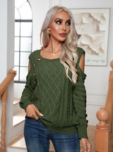 Button Long Sleeve Knitted Pullover Sweater