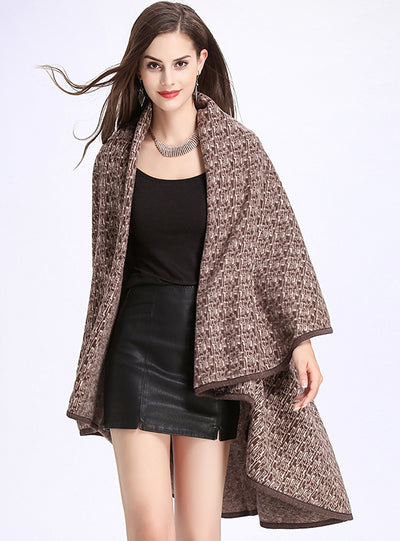 Women Knitted Cardigan Shawl Cloak