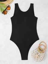 Threaded Pit Cloth Solid Color One-piece Bikini