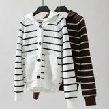 Loose Hooded Striped Knitted Sweater Coat