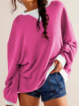 Solid Color Round Neck Loose Top