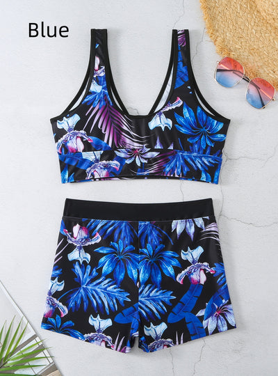 Boxer Print Sports Backless Swimsuit