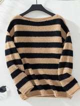 Contrast Striped Casual Loose Sweater