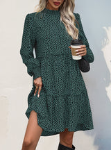 Leopard Print Long Sleeve Stitching Dress