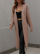 Long Cardigan Solid Color Knitted Sweater