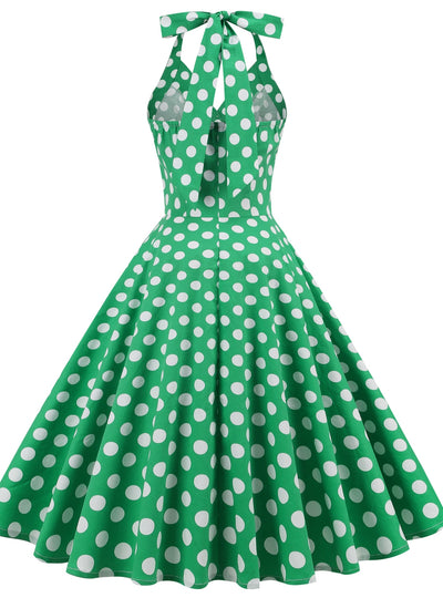 Retro Lapels Polka Dots Dress