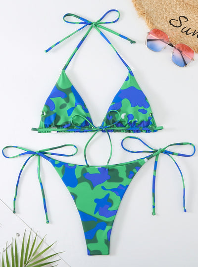 Sexy Printed Lace-up Bikini