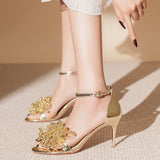 Beaded Pearl Banquet High Heels Sandals