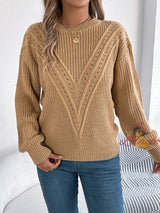 Leisure Solid Color Hollow Sweater