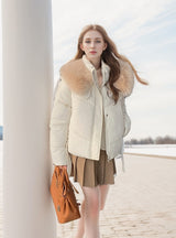 Short Warm Coat Large Fur Collar Down Jacket