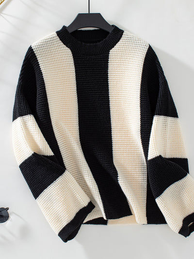 Casual Loose Contrast Striped Sweater