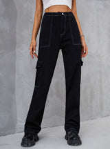 Retro Elastic Waist Denim Pant