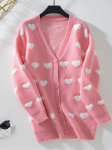 Women Love Heart Button Sweater Coat