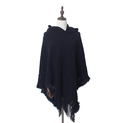 Knitted Shawl Hooded Pullover Cloak