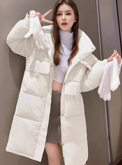 Long Hooded Large Pocket Loose Padded Coat