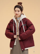 Fake Two-piece Hooded Padded Cotton-padded Coat