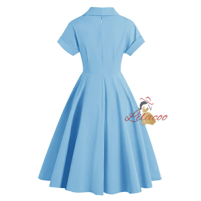 Hepburn V-neck Short Sleeve Retro Dress