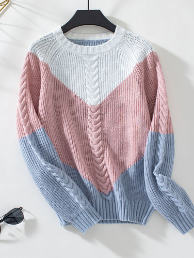 Retro Loose Contrast Twisted Sweater