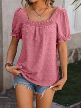 Chiffon Wool Ball Square Neck Shirt