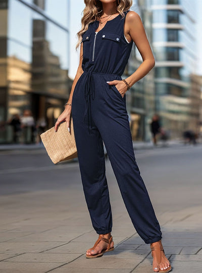 Black Sleeveless Long Jumpsuit