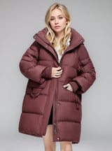 Medium and Long Solid Color Hooded Padded Coat