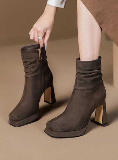 Square Toe and Thick Heel Booties