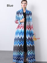 Pleats Loose Large Print Dress Coat