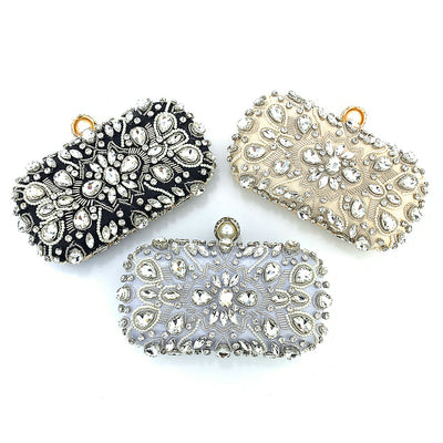 Rhinestone Hand Beaded Chain Clutch Bag