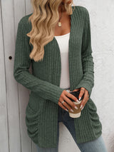 Solid Color Pocket Long Sleeve Coat