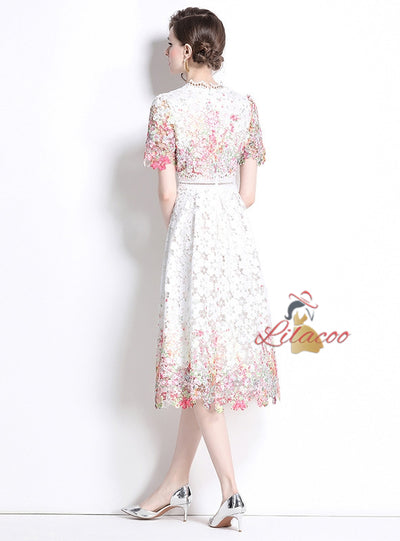 Medium and Long Lace Short Sleeve Dress