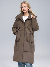 Thick and Loose Medium and Long Over-the-knee Hooded Coat