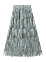 Pleated Tassel Stitching Skirt