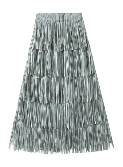 Pleated Tassel Stitching Skirt