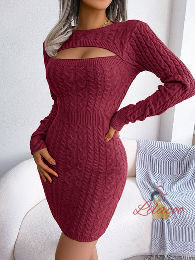 Sexy Hollow Twist Sweater Dress