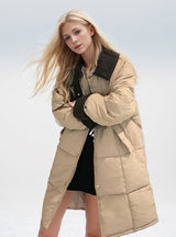 Splicing Long Thick Cotton-padded Jacket