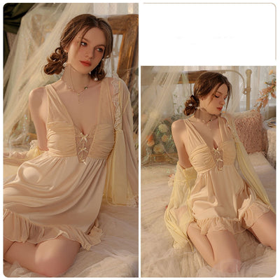 Satin Lace Nightdress with Chest Pad