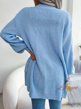 Twist Lantern Sleeve Pocket Sweater Coat