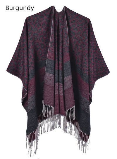 Leopard Tassel Scarf Shawl Cloak